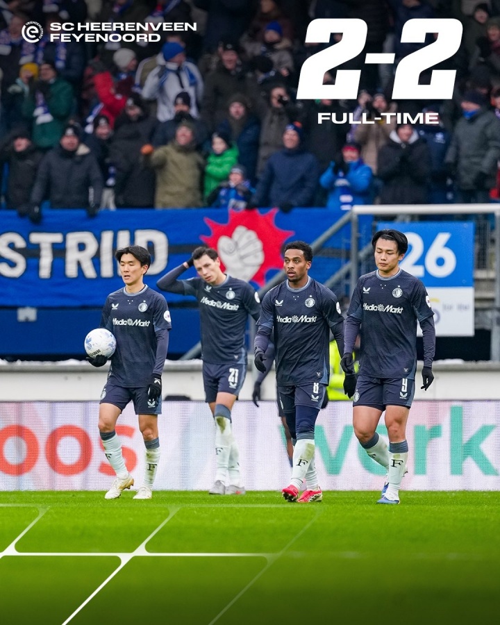 争冠几乎无望！范佩西率队近7轮丢11分，费耶诺德已被PSV甩开13分